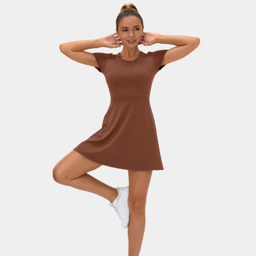 Halara Women's Backless Twisted Cut Out Flare Mini Dance Active Dress